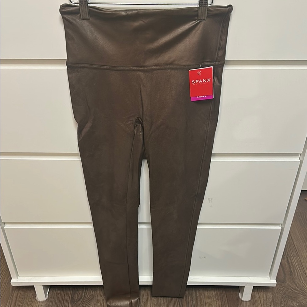 SPANX Chocolate Faux Leather Leggings
